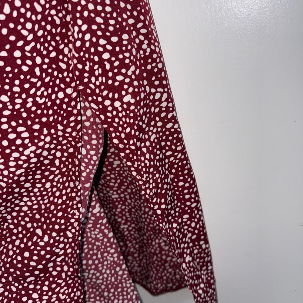 Shein Elegant Burgundy Polka Dot Flowy Dress - Picture 5 of 6